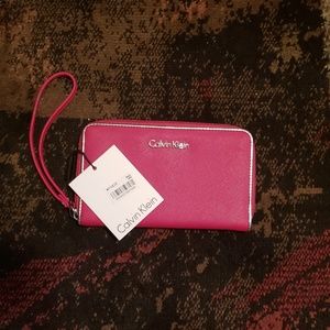 Calvin Klein Leather Wristlet Wallet